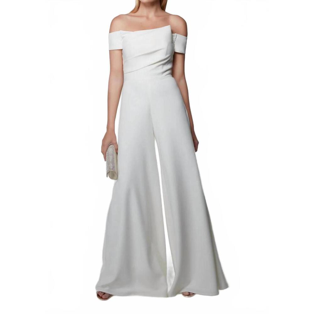 NEW ALYCE PARIS bridal off the shoulder neckline jumpsuit in ivory